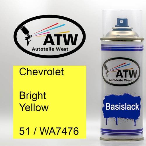 Chevrolet, Bright Yellow, 51 / WA7476: 400ml Sprühdose, von ATW Autoteile West.